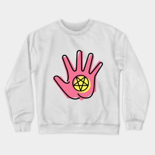 Retro 90s Aesthetic Vaporwave Pentagram Hand Crewneck Sweatshirt